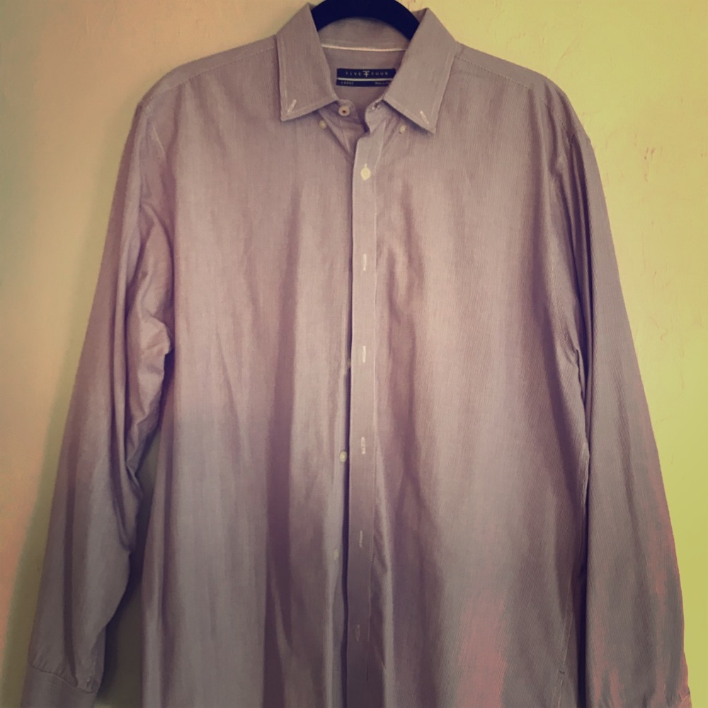 Five four purple stripe large slim dress shirt